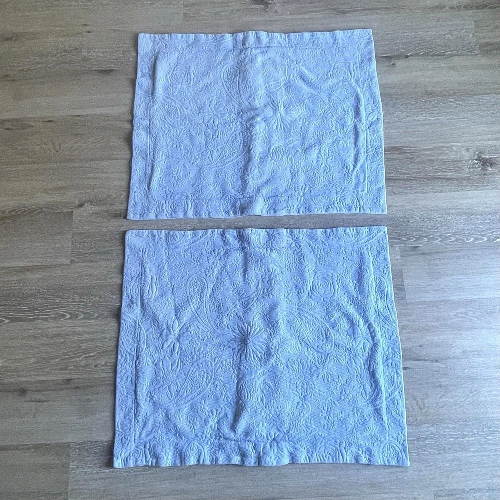 LL Bean Paisley Embroidered Standard Shams Blue 18